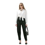 LA PANTE Önden Pileli Arka Flato Cepli Dokuma Bilek Boy Havuç Pantolon Siyah M