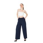 LA PANTE Önden Pileli Geniş Paça Pantolon NAVY M