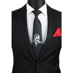 La Pescara Siyah Atatürk Kravatı %100 İthal Mikrofiber Kumaşla Klasik Stil 155 cm Tr56