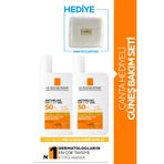 La Roche Posay Anthelios Makyaj Çanta Hediyeli Yüz Güneş Bakım Seti 50 ml x 2