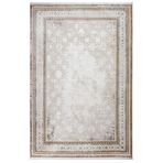 La Spezia Vizon Çerçeveli Mikrofiber Modern Geometrik Etnik Desenli Boho Yıkanabilir Hav Toz Vermez Leke Tutmaz Kaymaz Taban Dijital Makine Baskı Halı Oturma Odası Salon Yolluk Koridor Mutfak Halısı