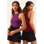 la & vetta 2'li Paket Fitilli Halter Yaka Örme Atlet - S - Bordo - Mor