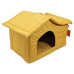 La Vista Çatılı Kedi ve Köpek Evi Sarı Kadife Iç Mekan