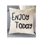 La Vivi Enjoy Today Yıkanmış Keten Motto Punch Kırlent Yastık Kılıfı