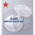 Lab Cam Petri Kabı 60 x 15 mm Cam Petri Kabı 60MM ( 20 Adet/pk )
