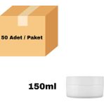 Labbakkal Numune Kabı 150 ml - Vida Kapaklı Beyaz Plastik Krem Kavanozu 50 Adet