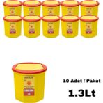 Labbakkal Tıbbi Atık Kovası 1.3 L - Medikal Atık Kutusu Köşeli 1 Adet - 10 ADET