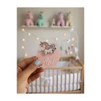 LABİREND PRODUCTS 10'lu paket Şeffaf unicorn Figürlü Bebek Magnet Kartlı ve Jelatinli İsme Özel Hatıra
