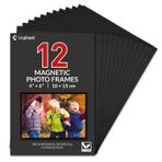 labphant 12 Paket 10 x 15 cm Manyetik Resim Çerçevesi; Buzdolabı için Siyah Kenarlıklı Fotoğraf Cep Çerçeveleri 10 x 15 cm Buzdolabında Fotoğrafları Görüntülemek İçin Harika (Siyah)