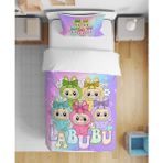 Labubu Çizgi Karakter 3D Dijital Baskılı Tek Kişilik Çarşafsız Kız Çocuk Nevresim Takımı - Renkli - 160 x 220 cm