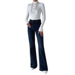 LACARINO Kadın Flare Jean Pantolon, Blue Black, 38 Beden