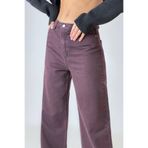 LACARINO Kadın Wide Leg Jean Pantolon, Yüksek Bel, Bordo, 38 Beden
