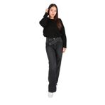 LACARINO Kadın Yüksek Bel Wide Leg Jean Pantolon, Siyah, 36 Beden