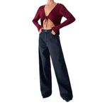 LACARINO Kadın Yüksek Bel Wide Leg Jean Pantolon, Siyah, 40 Beden