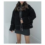 Lacase Suni Kürklü Siyah Peluş Ceket - XS