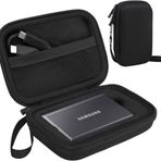 Lacdo Harici sabit disk çantası, koruyucu kılıf, Samsung T7 / T7 Touch Portable SSD, harici Solid State Drives 500GB 1TB 2TB 4TB USB 3.2 Gen 2 Hard Eva darbeye dayanıklı, siyah + gri