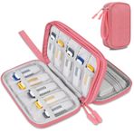 Lacdo USB Flash Sürücü Kasası Başparmak Tutucu Kılıfı Organizatör Taşınabilir Elektronik Aksesuarlar SanDisk/SamData/Samsung USB Flash Drives Jump Drive Memory Stick, SD Card, Cable, Pembe