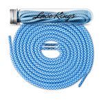 Lace Kings Yuvarlak Halat Ayakkabı Bağcığı, Mavi/Beyaz, 49 inch (125 cm)