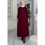 Laçin Triko Elbise Bordo - Fashion - Standart
