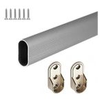 LAÇİNOK TİCARET Oval Alüminyum 85 cm Dolap Içi Askı Borusu 2 Adet Flanş + Vidaları