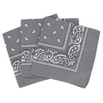 Laciteinterdite 3'lü Şal Desenli Bandana Seti, Erkekler ve Kadınlar için, 57 x 57 cm Tek Beden Koyu Gri