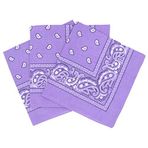 Laciteinterdite 3'lü Şal Desenli Bandana Seti, Erkekler ve Kadınlar için, 57 x 57 cm Tek Beden Leylak Rengi