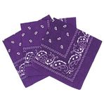 Laciteinterdite 3'lü Şal Desenli Bandana Seti, Erkekler ve Kadınlar için, 57 x 57 cm Tek Beden Mor