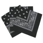Laciteinterdite 3'lü Şal Desenli Bandana Seti, Erkekler ve Kadınlar için, 57 x 57 cm Tek Beden Siyah