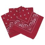 Laciteinterdite Erkek ve Kadınlar için 3'lü Şal Desenli Bandana Seti, 57 x 57 cm Tek Beden Bordo