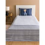 Lacivert Ayıcık Teddy Baskılı %100 Pamuklu Tek Kişilik Pike Seti 160 x 220 cm - Lacivert - Beyaz