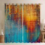 Lacivert Batik Perdeler Turuncu Ombre Karartma Perdeleri Çocuklar için Grunge Soyut Suluboya Gradyan Pencere Uygulamaları 66x90 Lüks Oda Dekoru 2 Panel