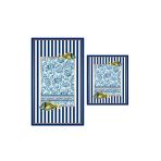 Lacivert Beyaz Motif Desenli Banyo Paspas Seti Klozet Takımı 2`Li 19 1458