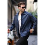 Lacivert Desenli Cepli Erkek Ceket Gömlek 6756 - 2XL