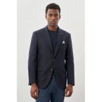 Lacivert Düz Gabardin Mono Yaka 2 Düğme Esnek 6 Drop Comfort Fit Casual Ceket 1002245165