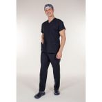 Lacivert Erkek Medikal Doktor Hemşire Forma Scrubs Yaka Takım - 44