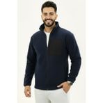 Lacivert Erkek Softshell Anti Peeling Polar Ceket 3 Cepli Tam Fermuarlı Ön Parça Detaylı - XL - Regular Fit