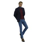 Lacivert Erkek Yün Ceket Nopeli Mono Yaka Torba Cep Çift Yırtmaç Slim Fit Ceket NCS JEANS 4003 LACİVERT 56