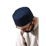 Lacivert Fileli Kumaş Kalıp Namaz Takkesi Lacivert 58