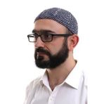 Lacivert Gri Kışlık Çift Renk Kadife Namaz Takkesi