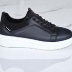 Lacivert Hakiki Deri Erkek Sneaker Ayakkabı | Beyaz Taban – Rahat Kalıp – Günlük & Spor Şıklık