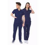LACİVERT HEMŞİRE FORMASI LİKRALI SCRUBS TAKIM (PATRIOT BLUE) ARMASIZ