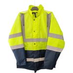 Lacivert İş Elbiseleri Hı-Vıs Yüksek Görünürlü Reflektörlü Iş Montu Parka Sarı-Lacivert - 2XL