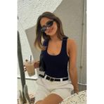 Lacivert Kalın Askılı Fitilli Atlet MG2459