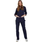 Lacivert Kapüşonlu Medikal Tesettür Forma - XL