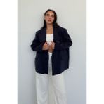 Lacivert Keten Blazer Kadın Ceket Mg2443