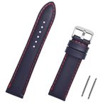 Lacivert Kırmızı Dikişli Spor Saat Kordonu Kayış 18-20-22-24mm (20mm)