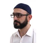 Lacivert Kışlık Sade Desenli Kadife Namaz Takkesi