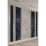 Lacivert Mermer & Gri Panel Desenli Tekstil Duvar Kağıdı, 400 x 260