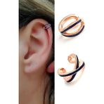 Lacivert Mineli 925ayar Gümüş Rose Earcuff Sıkıştırmalı Kıkırdak Küpesi