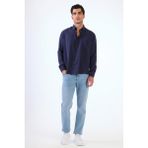 Lacivert Modal Düz Renk Regular Fit Erkek Gömlek - 40